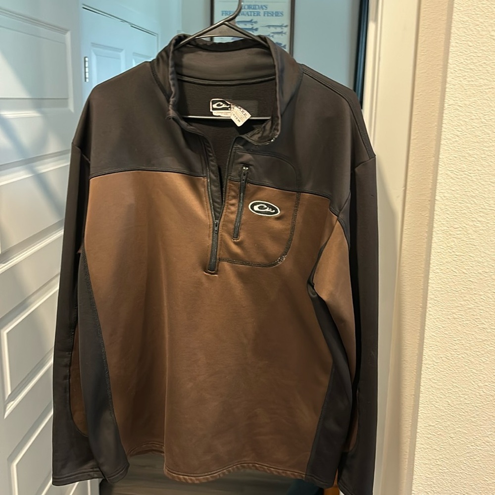 Drake MST 1/4 zip fleece shirt medium brown black duck hunting